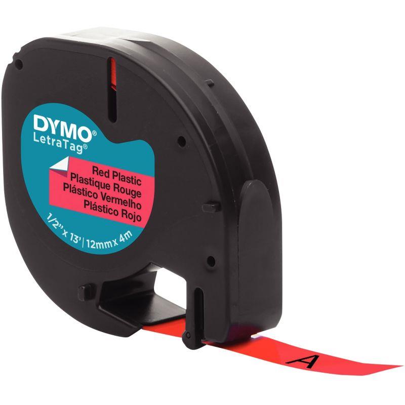 Image de  Recharge lettre plastique 12 mm x 4 m  noir sur rouge 