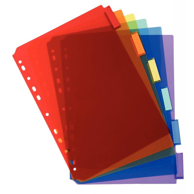 Image de  Jeu de 6 intercalaires à onglets personnalisables en polypropylène coloré, format A4 