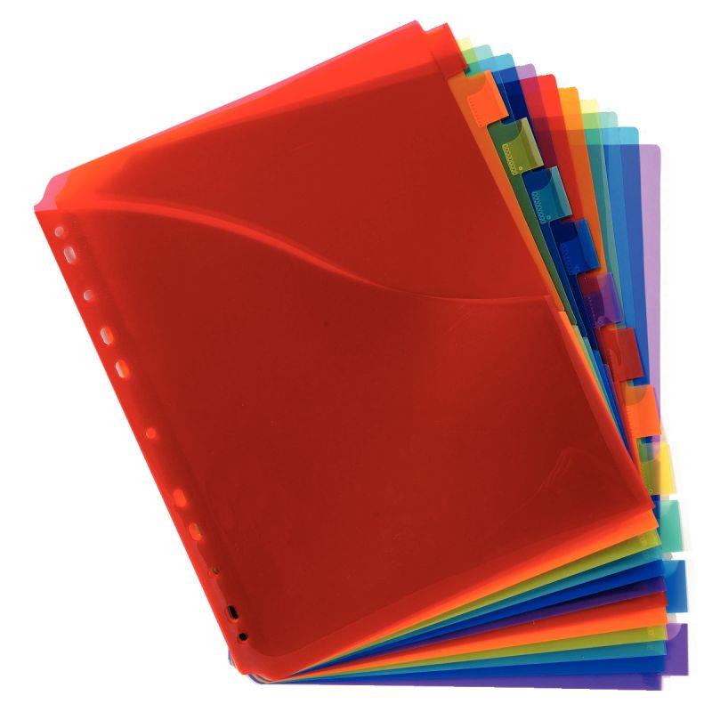Image de  Jeu de 12 intercalaires à onglets personnalisables en polypropylène coloré, format A4 