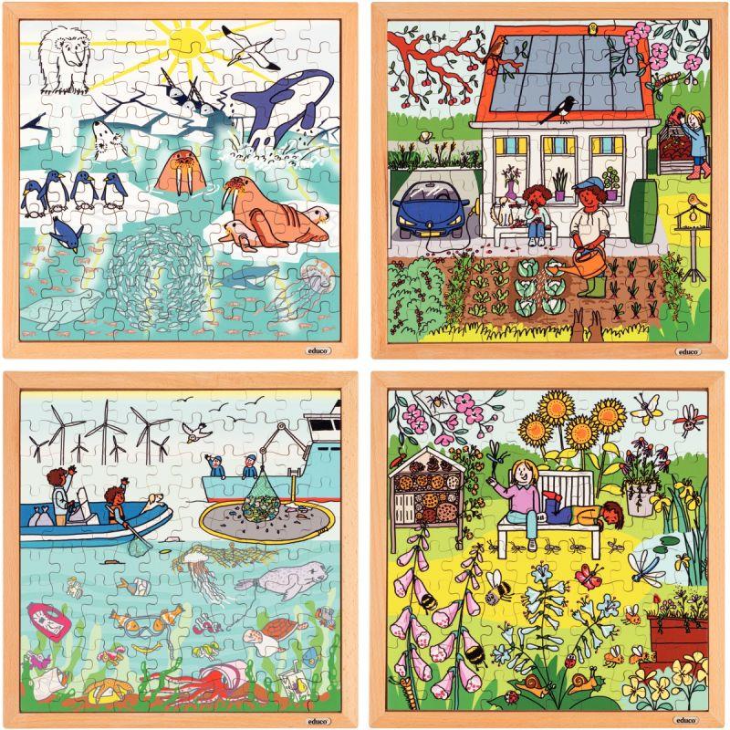 Image de  Lot de 4 puzzles en bois 100 pièces, l''environnement 