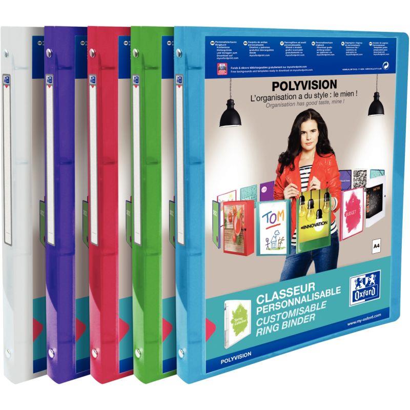 Image de  Classeur personnalisable en polypropylène POLYVISION, format A4, dos 2 cm, coloris assortis 