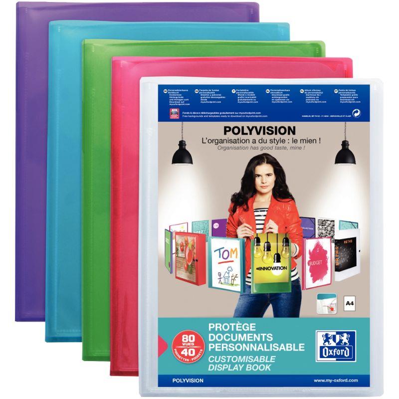 Image de  Protège-documents personnalisable POLYVISION 80 vues, coloris assortis 