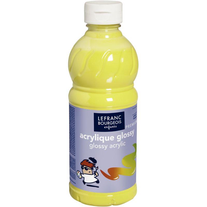 Image de  Flacon 500ml d''acrylique Glossy Lefranc Bourgeois, jaune primaire 