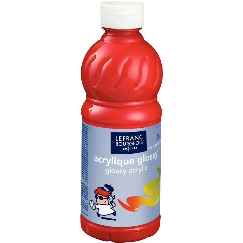 Image de  Flacon 500ml d''acrylique Glossy Lefranc Bourgeois, rouge vif 