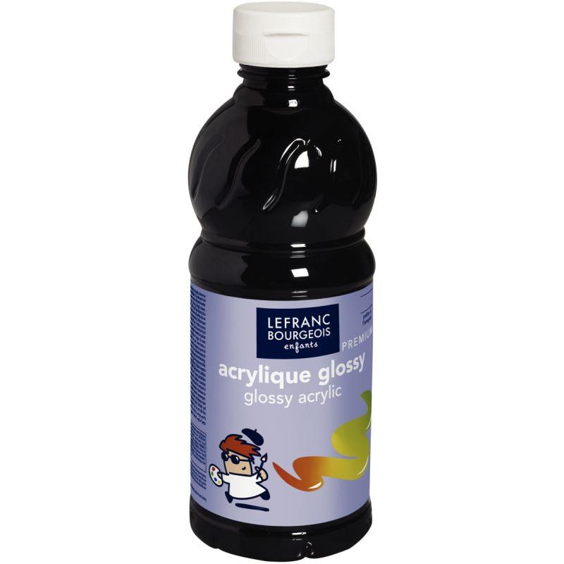 Image de  Flacon 500ml d''acrylique Glossy Lefranc Bourgeois, noir 