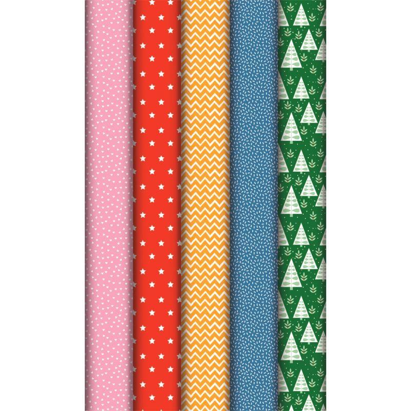 Image de  Boîte de 10 rouleaux de papier cadeau motifs assortis dimension 2m x 0,70 m 