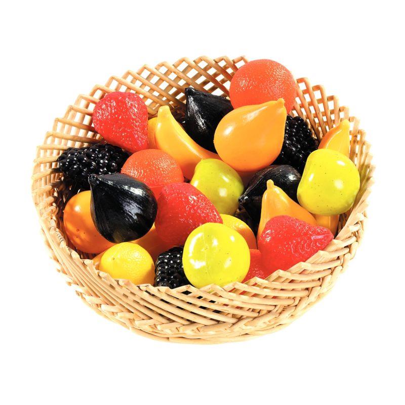 Image de  Sachet de 24 fruits en plastique assortis, petits modèles 