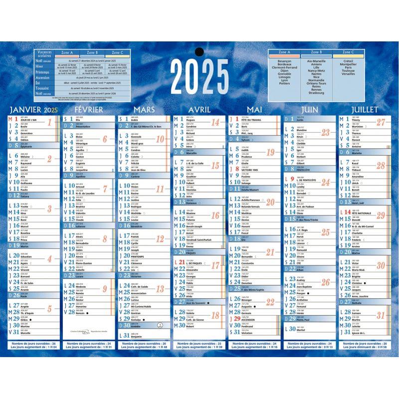 Image de  Calendrier semestriel 7 mois par face 21x26,5cm bleu 