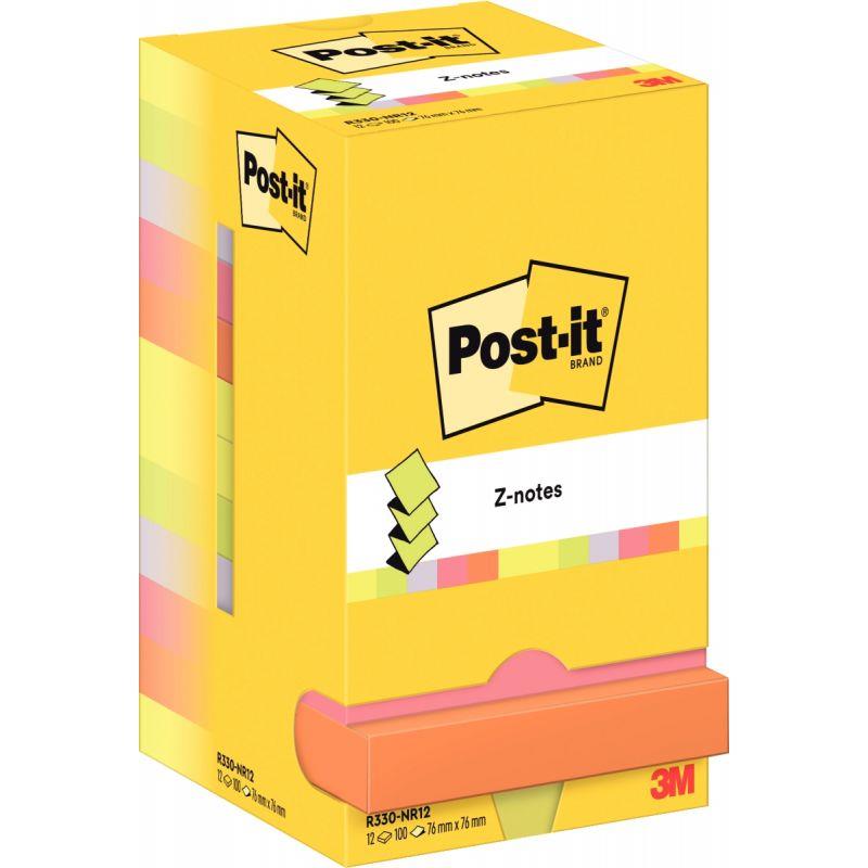 Image de  Lot de 6 blocs z-notes repositionnables 76 x 76 mm, couleurs néon assorties 