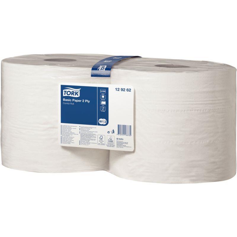 Image de  Lot de 2 bobines d''essuyage industriel 1000 feuilles blanches 