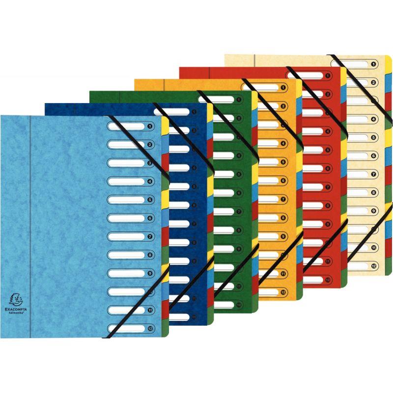 Image de  Trieur en carte lustrée avec élastiques 12 compartiments, fenêtres découpées 
