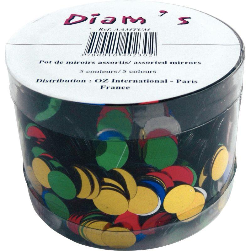 Image de  Pot de 5000 miroirs en plastique. Diamètre 1 cm 5 couleurs assorties 