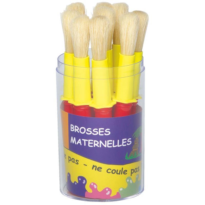 Image de  Pot de 9 brosses taille maxi, en soie de porc avec colerette anti salissure 