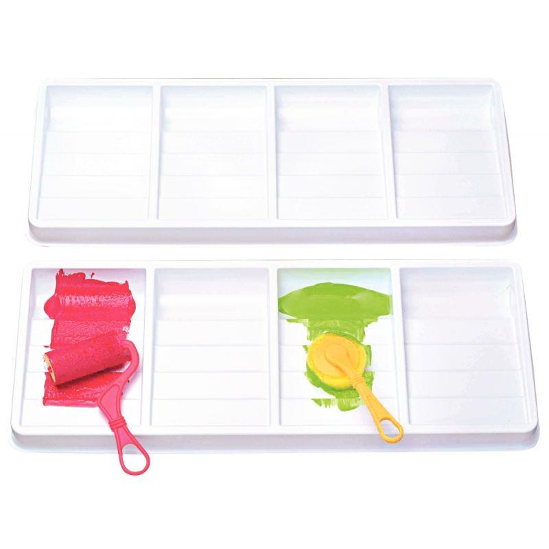Image de  Palette à rouleaux, 4 compartiments en plastique blanc de dimensions 54 x 21 cm 