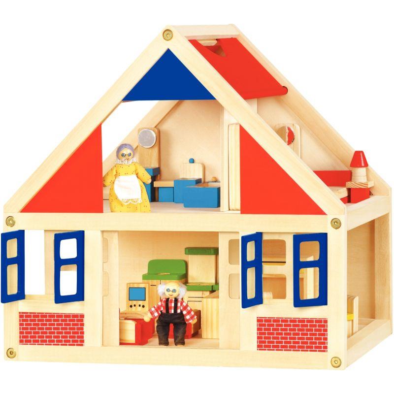 Image de  Maison de poupées en bois avec accessoires et personnages 