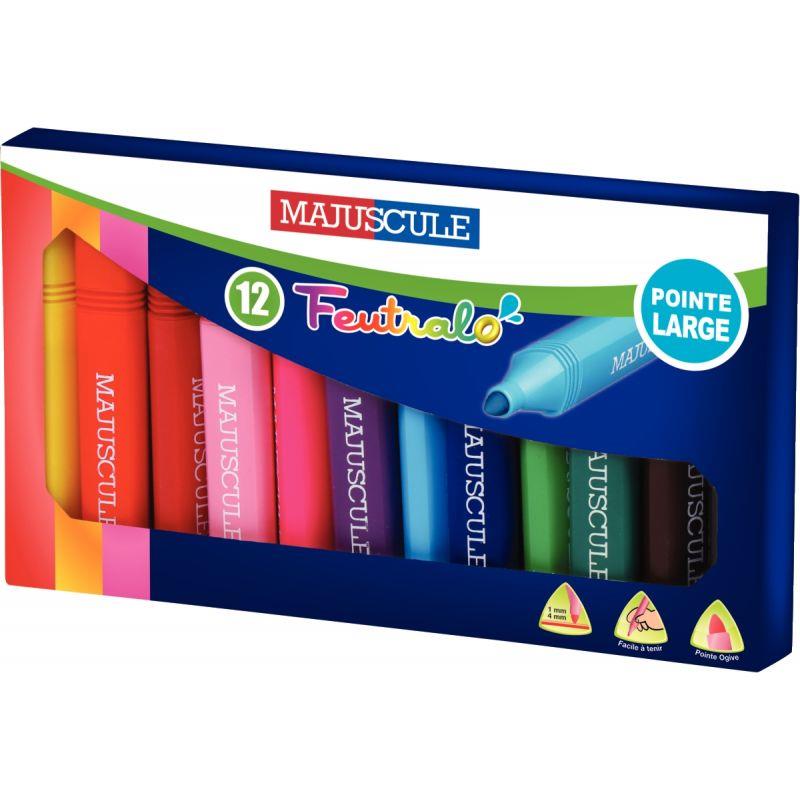 Image de  Boîte de 12 feutres triangulaires Majuscule assortis 