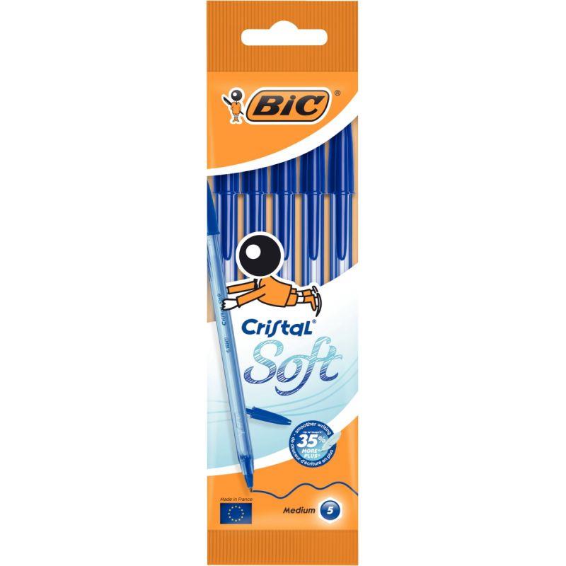 Image de  Blister de 5 stylos bille Soft bleu 