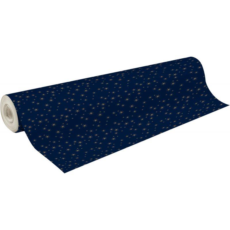 Image de  Rouleau papier cadeau 50x0.70m bleu étoiles or 