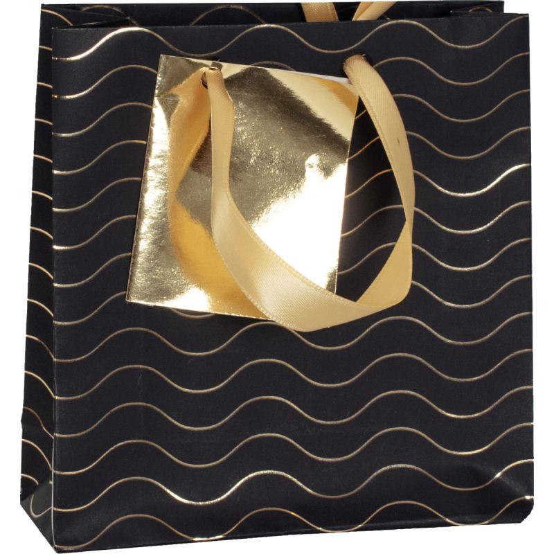 Image de  Paquet de 5 sacs cadeaux 12x4,5x13,5cm noir/or 