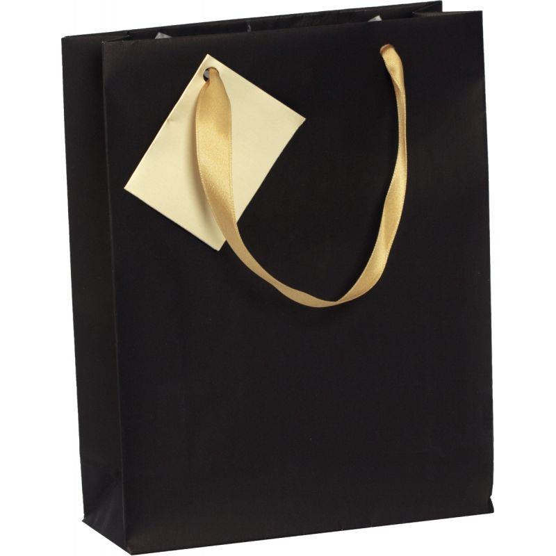Image de  Paquet de 5 sacs cadeaux 17x6x22cm noir/or 