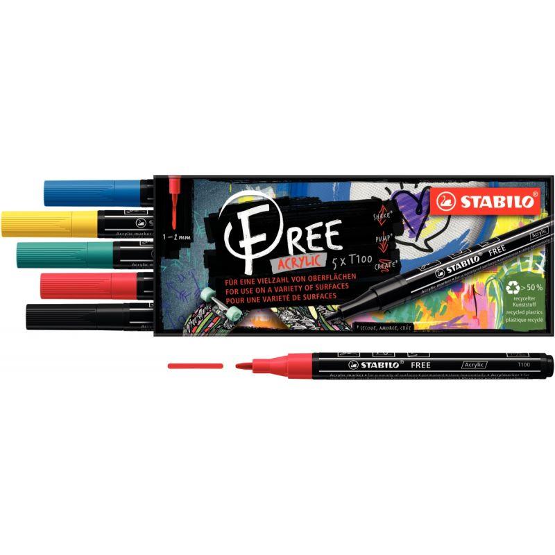 Image de  Etui de 5 marqueurs Stabilo Free pointe fine Royal 