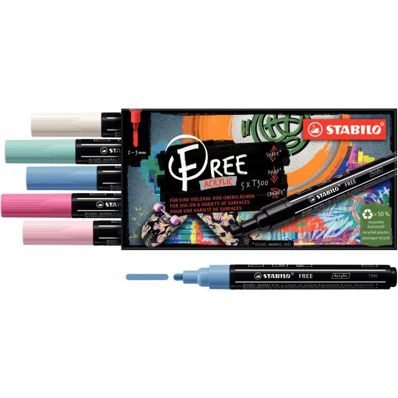 Image de  Etui de 5 marqueurs Stabilo Free pointe moyenne Candy 