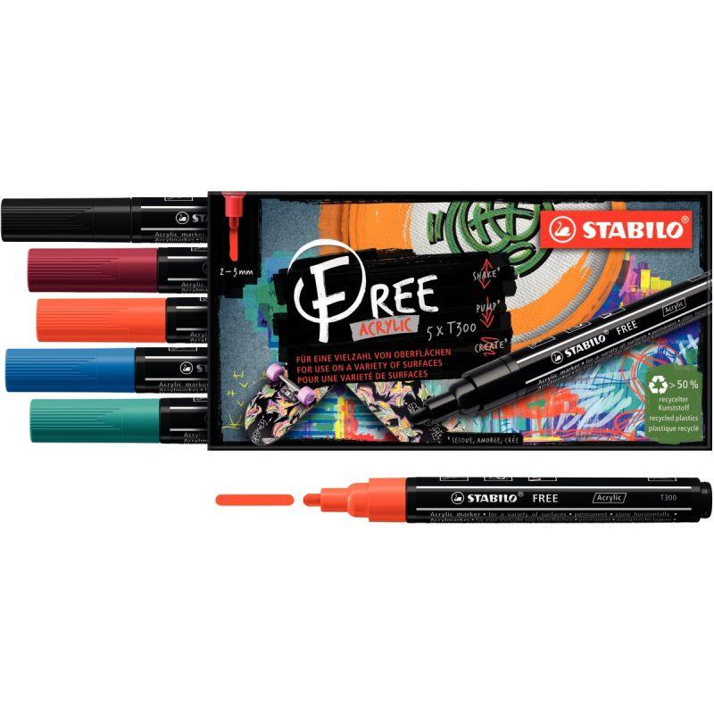 Image de  Etui de 5 marqueurs Stabilo Free pointe moyenne Urban 