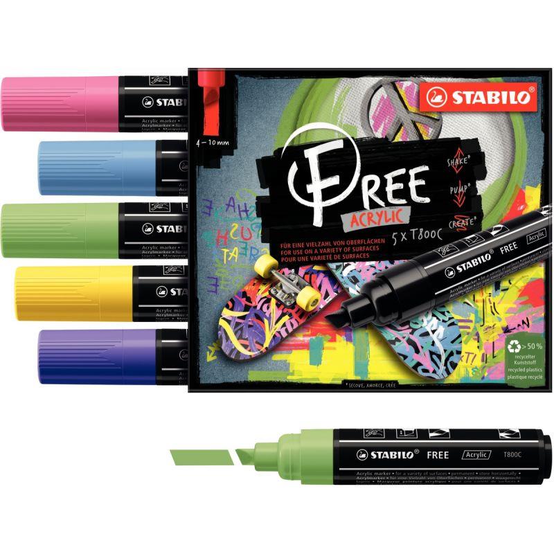 Image de  Etui de 5 marqueurs Stabilo Free pointe large Seaside 