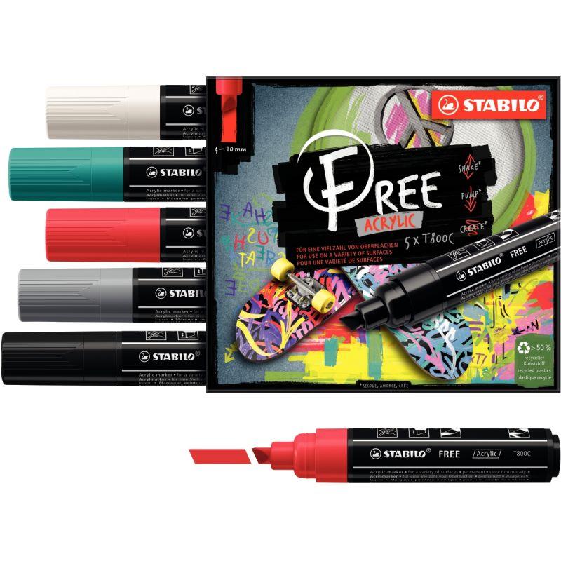 Image de  Etui de 5 marqueurs Stabilo Free pointe large Bold 