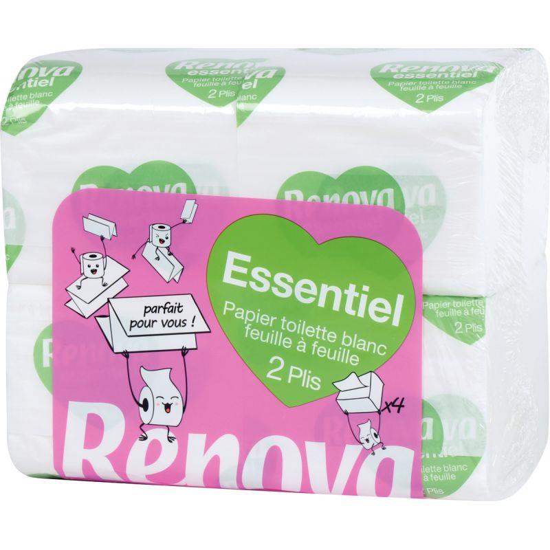 Image de  Carton de 40 paquets de 180 feuilles papier hygiènique feuille à feuille 2 plis 