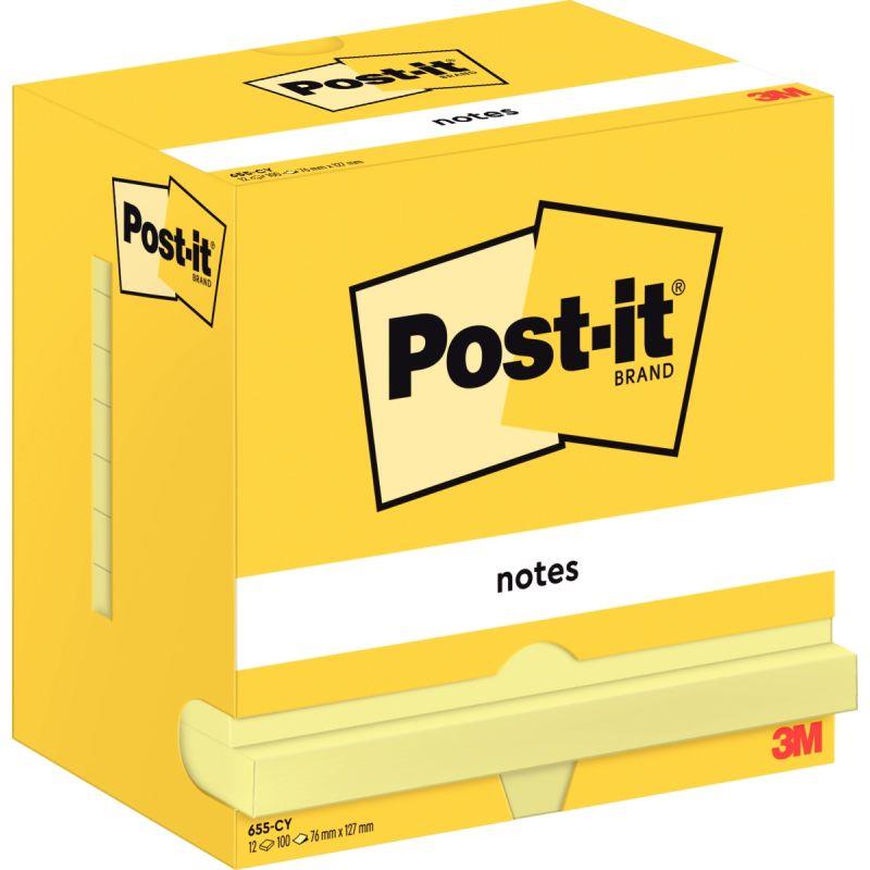 Image de  Lot de 12 blocs de 100 feuilles post-it notes 76 x 127 mm coloris jaune 