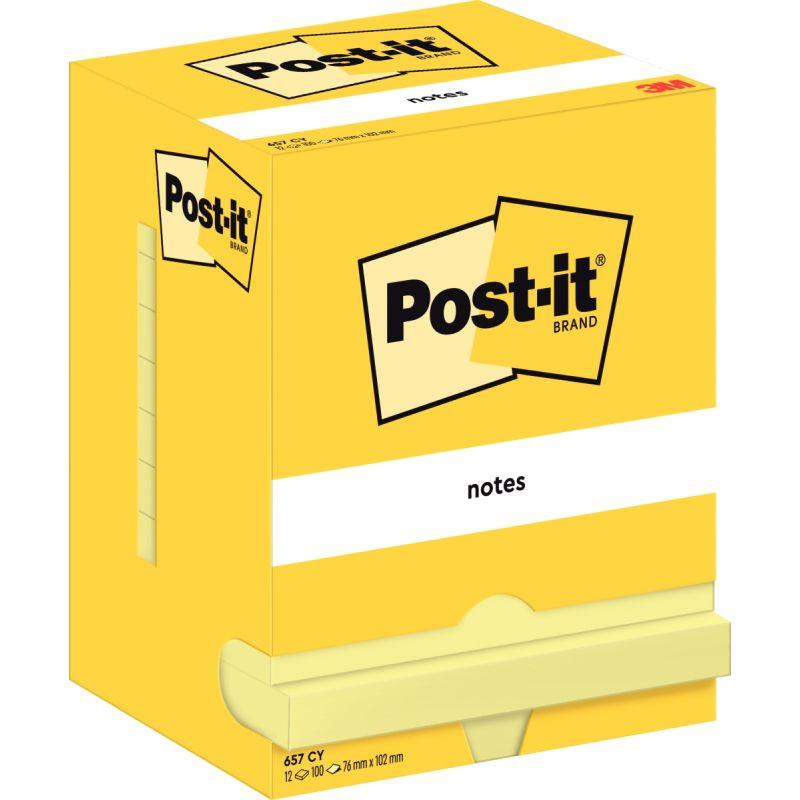 Image de  Lot de 12 blocs de 100 feuilles post-it notes  76 x 102 mm coloris jaune 