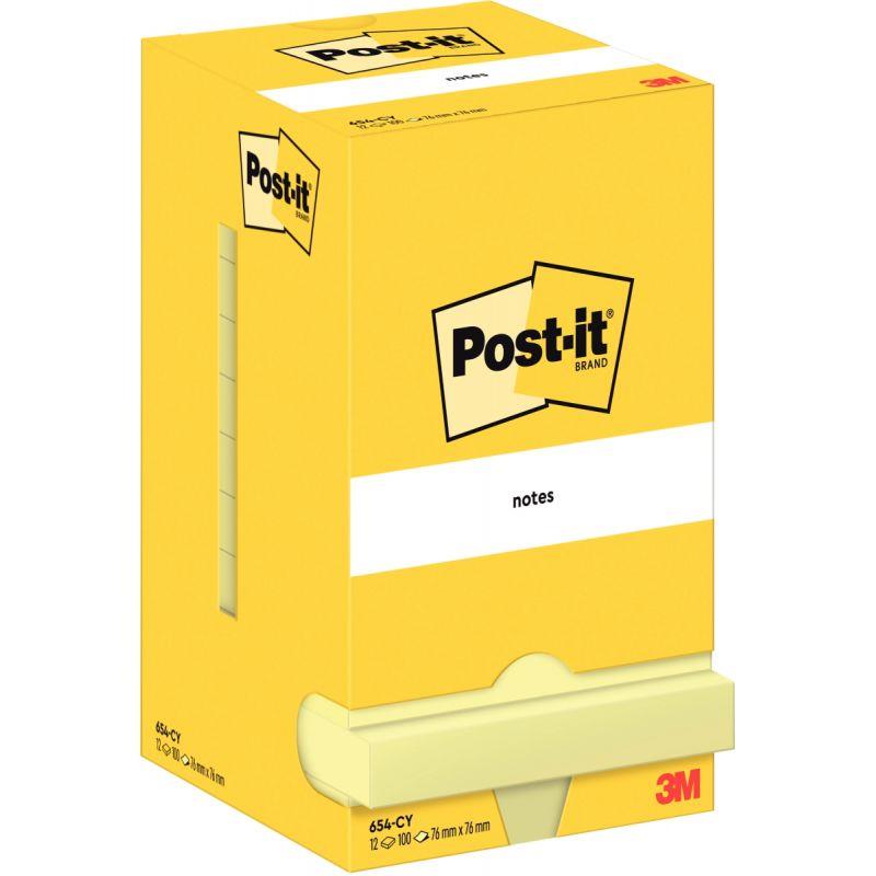 Image de  Lot de 12 blocs de 100 feuilles post-it notes 76 x 76 mm coloris jaune 