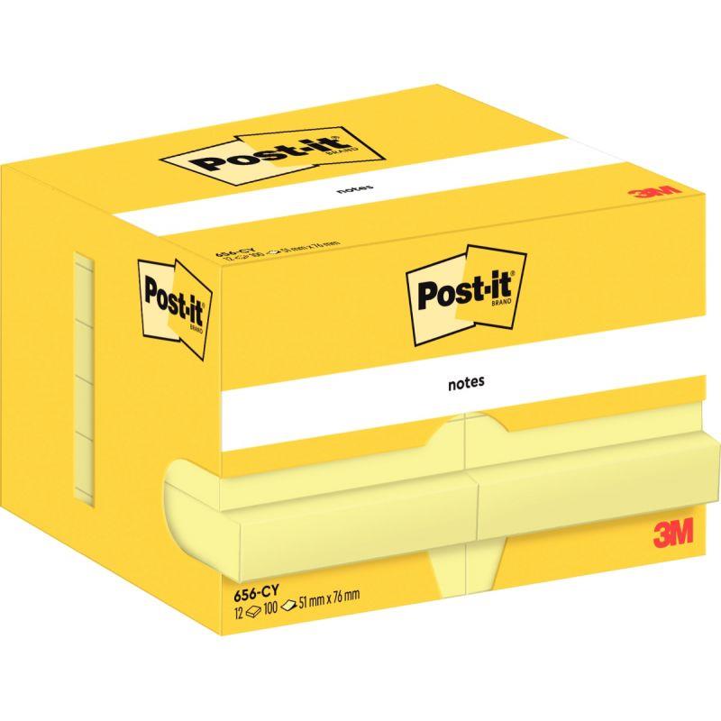 Image de  Lot de 12 blocs de 100 feuilles post-it notes 51 x 76 mm coloris jaune 