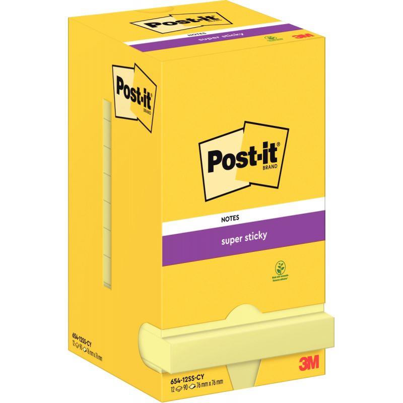 Image de  Lot de 12 blocs de 90 feuilles Super Sticky post-it, 76 x 76 mm, couleur jaune 
