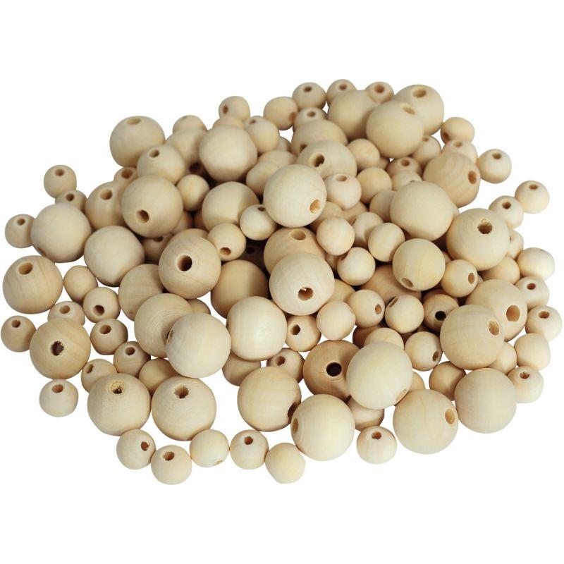 Image de  Seau de 600 perles bois brut 4 tailles 