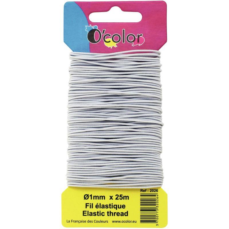 Image de  Carte de 25 mètres de fil élastique blanc 1 mm 