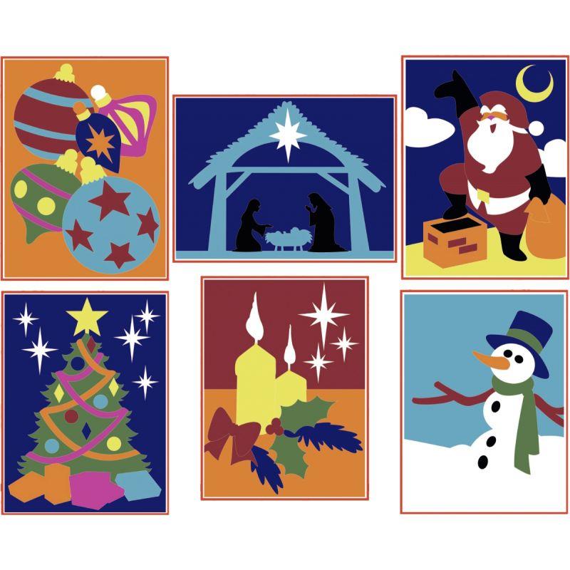Image de  Lot de 6 cartes adhésives noel à décorer 
