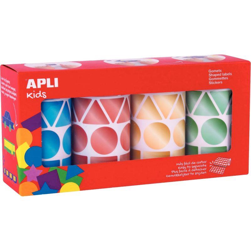 Image de  Lot de 4 rouleaux gommettes géométriques métallisées assorties 