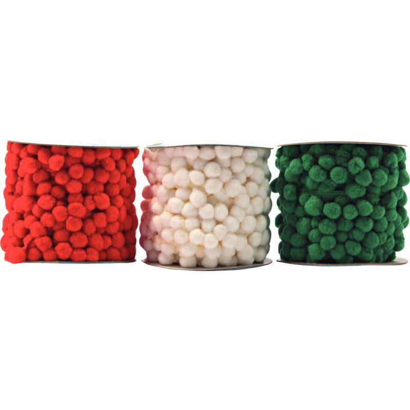 Image de  Pack de 3 bobines pompons 3mètres assortis 