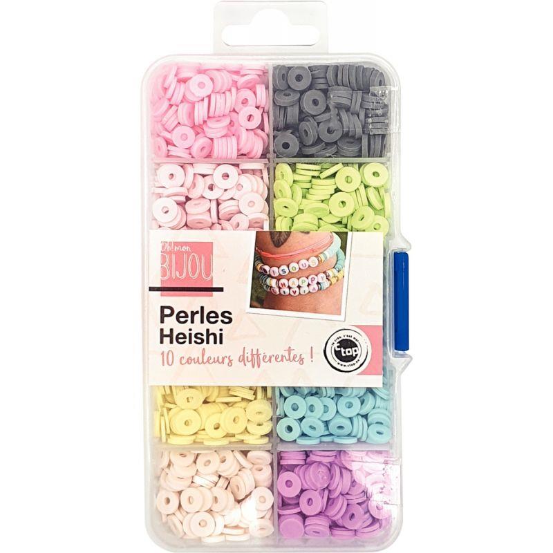 Image de  Pack de 6000 perles Heishi vives et pastels 