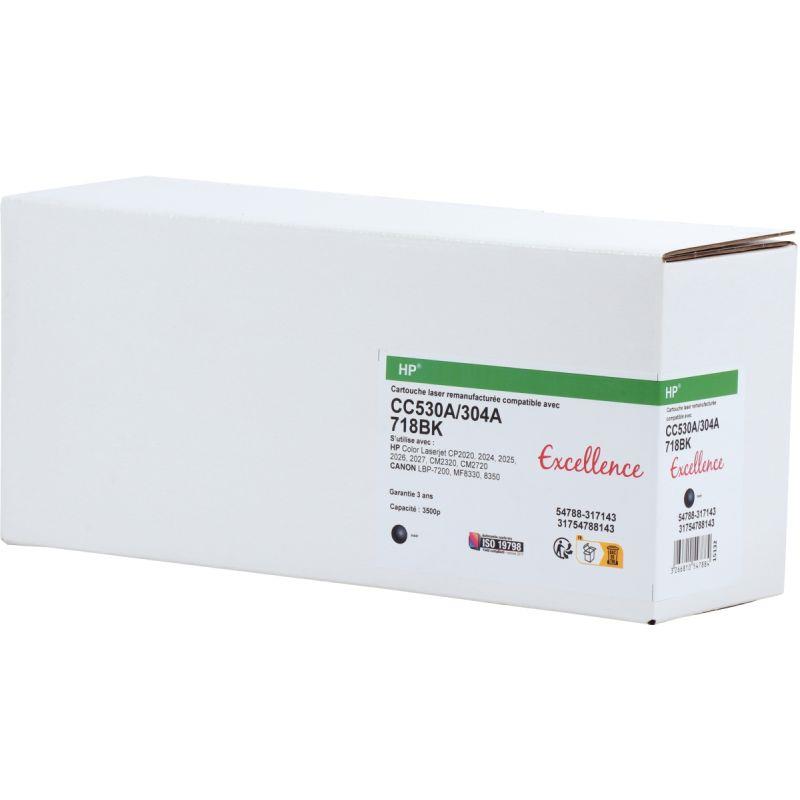 Image de  Excellence cartouche laser noire compatible Canon 718 et HP 304A (CC530A) 