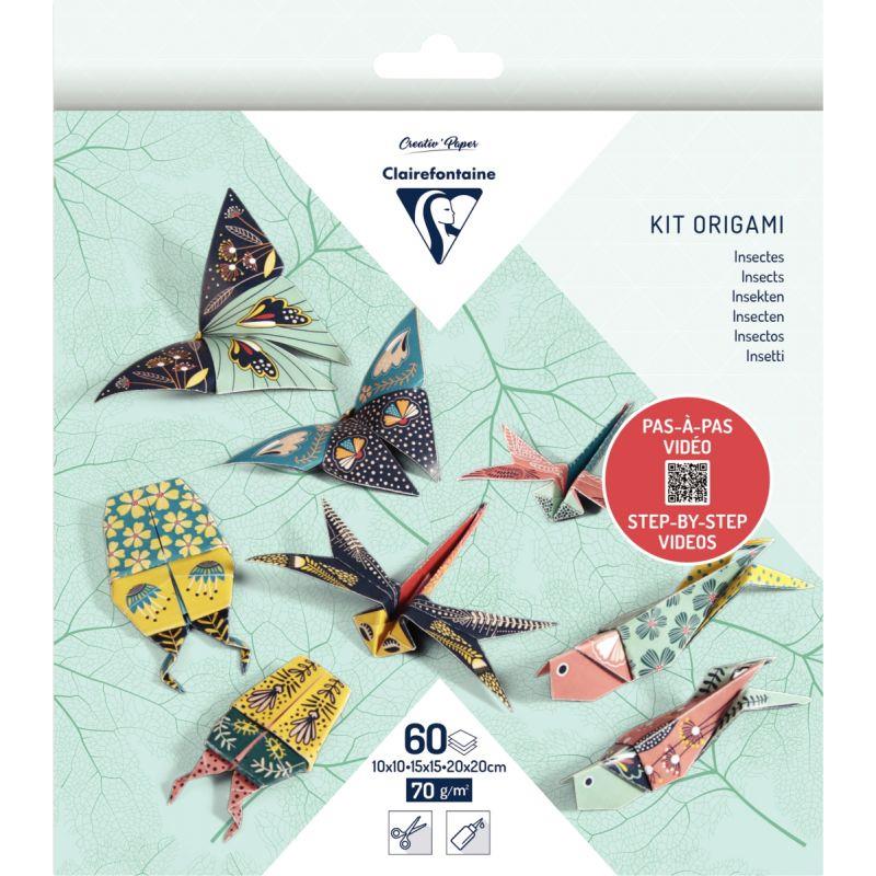 Image de  Pochette 60 feuilles origami 3 formats insectes 