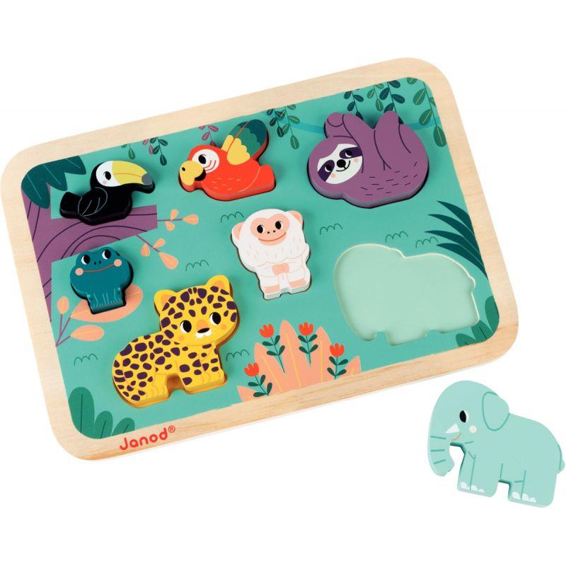 Image de  Encastrement en bois 7 pièces, les animaux de la jungle 