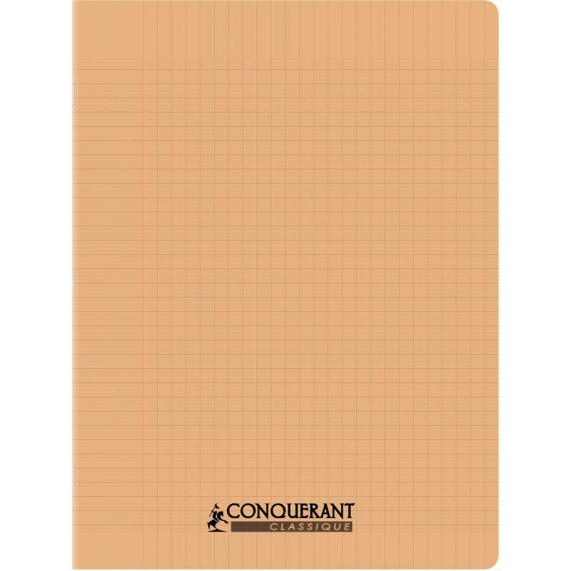 Image de  Piqûre 96 pages CONQUERANT, 24x32 cm, seyès, couv PP abricot 