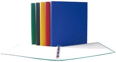 Image de  Classeur en carton rigide recouvert de PVC. 4 anneaux 15 mm, format maxi 26x32 cm.  assortis (noir, vert, jaune,rouge et bleu) 