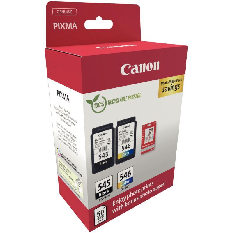 Image de  Canon 545 / 546 pack de 2 cartouches jet d''encre noire & couleurs authentique (PG545BL / CL546CMJ) 