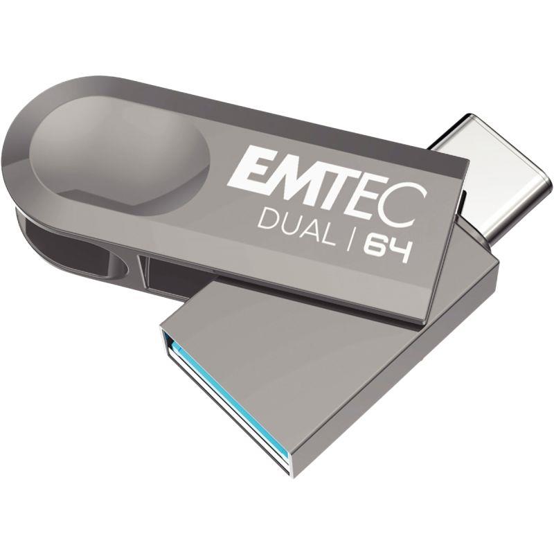 Ref. 55598, Clé USB 3.2 Emtec Dual 64 Go, marque EMTEC