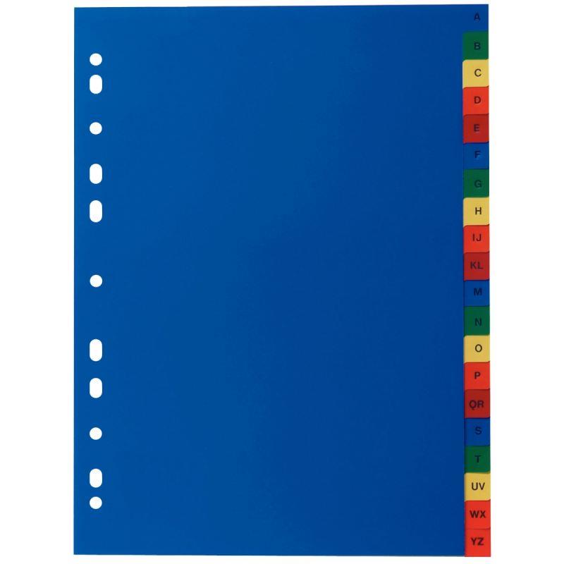Image de  Jeu de 20 intercalaires alphabétiques en polypropylène coloré, format A4 