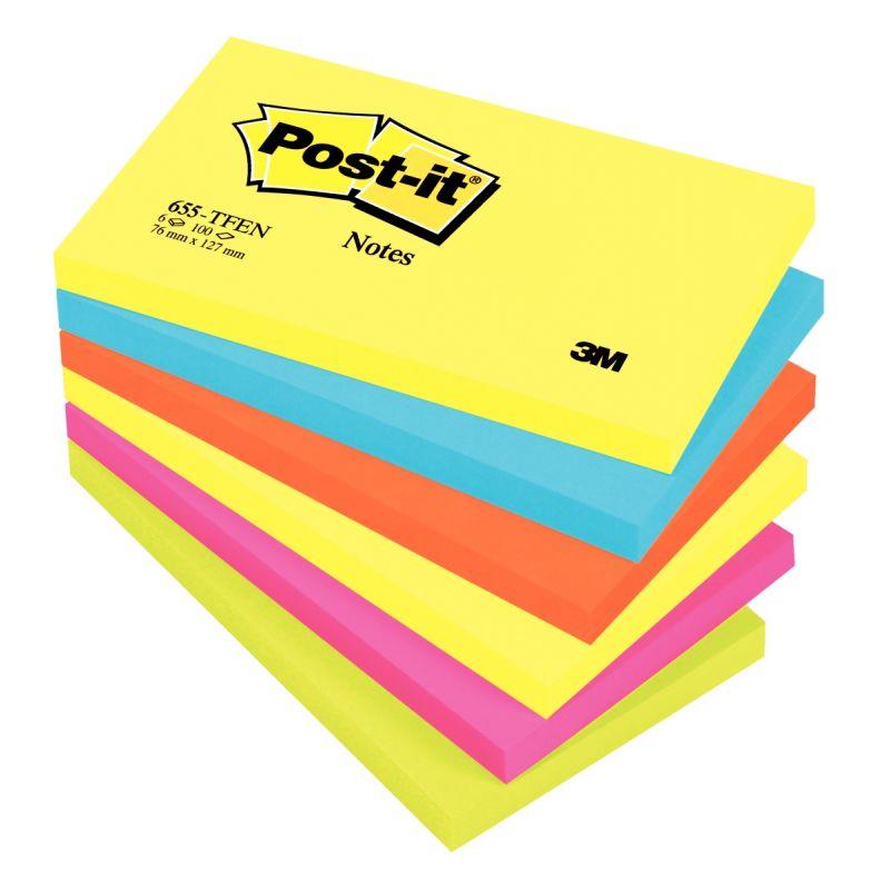 Image de  Paquet de 6 blocs notes de 100 feuilles Post-it énergie 76 x 127 mm assortis 